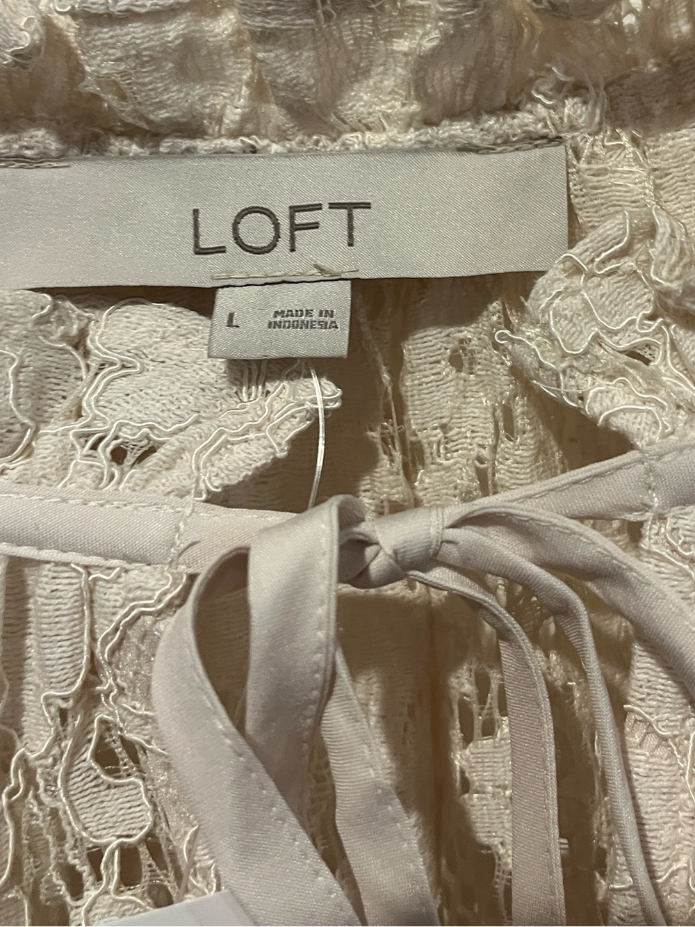 LOFT Floral Lace Tie-Neck Flounce Mini Dress - Picture 10 of 12